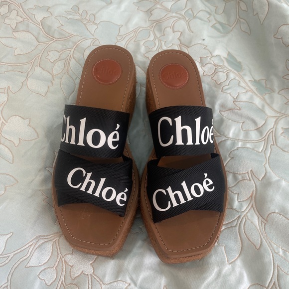 Maxime leather wedge sandals in black - Chloe | Mytheresa Chloe Black and Brown Platform Sandals